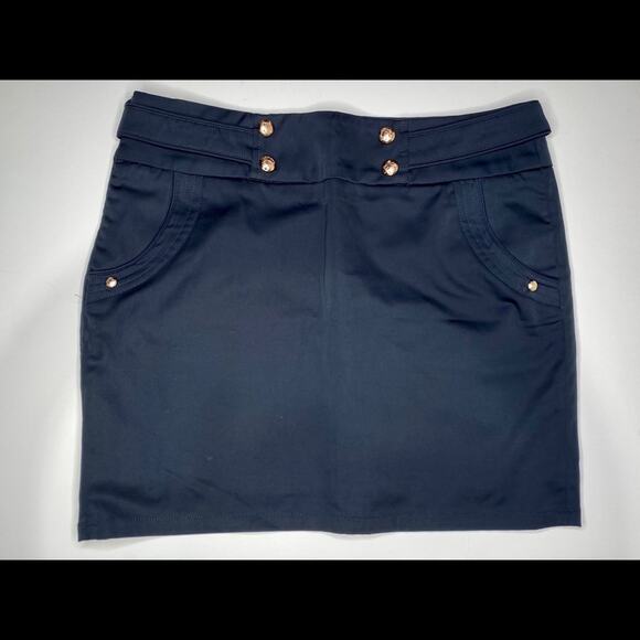 La Chapelle Navy Skirt with gold buttons Medium - Picture 1 of 7